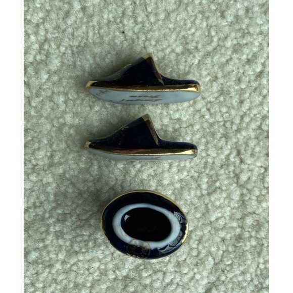 LIMOGE MINIATURE TOP HAT AND SLIPPERS COLBALT BLUE - Picture 4 of 4